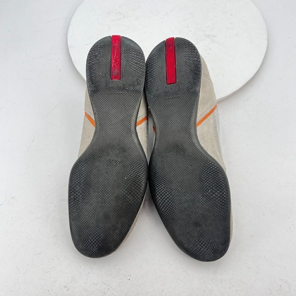 Prada Women Size EU 36.5 US 6.5 Silver Grey Orange Suede Lace Up Shoes - Picture 10 of 14
